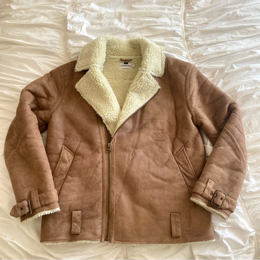 Topman Faux Shearling Aviator Jacket Men’s Medium